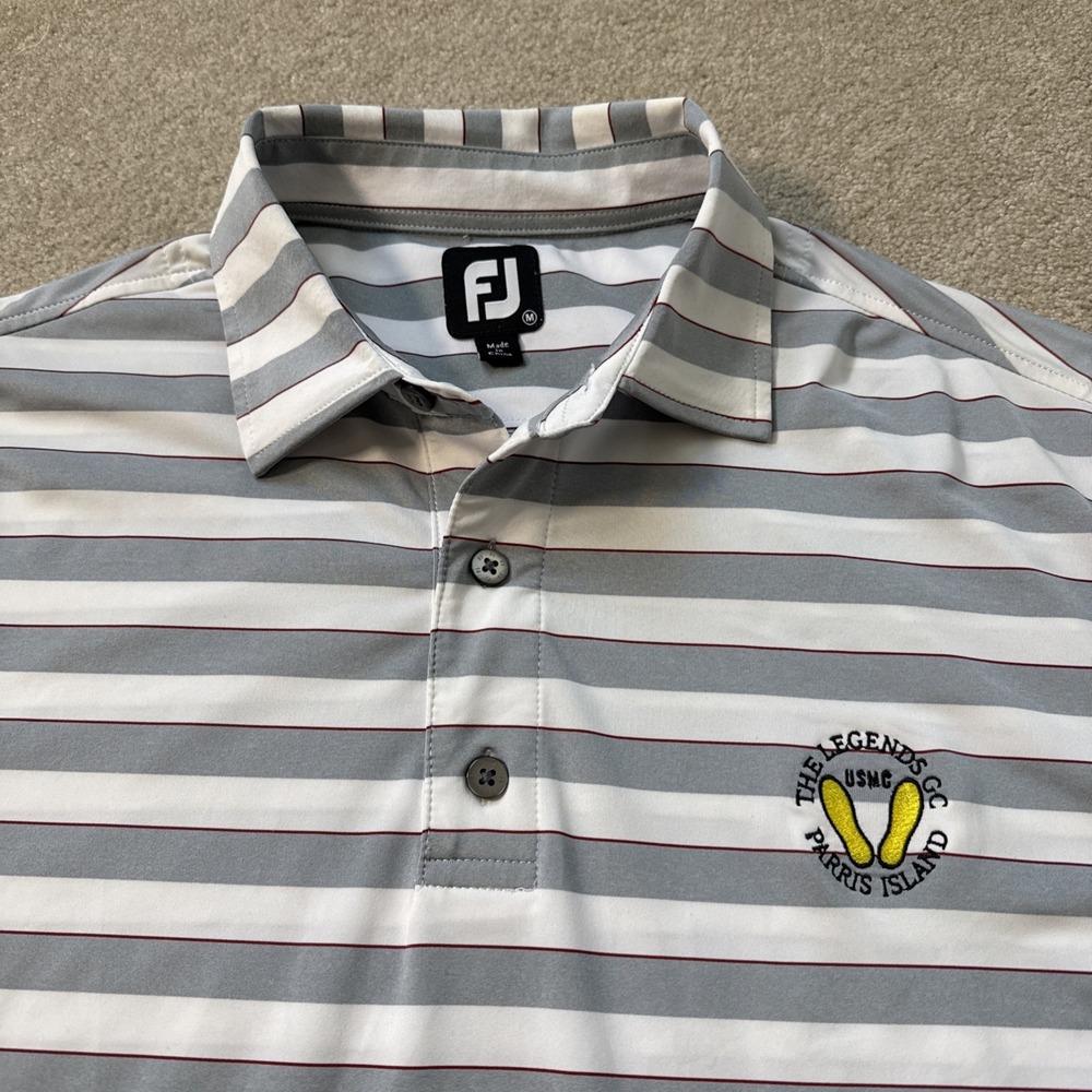FootJoy The Legends Golf Club Parris Island SC Polo Golf Shirt Mens M Striped - Picture 9 of 9